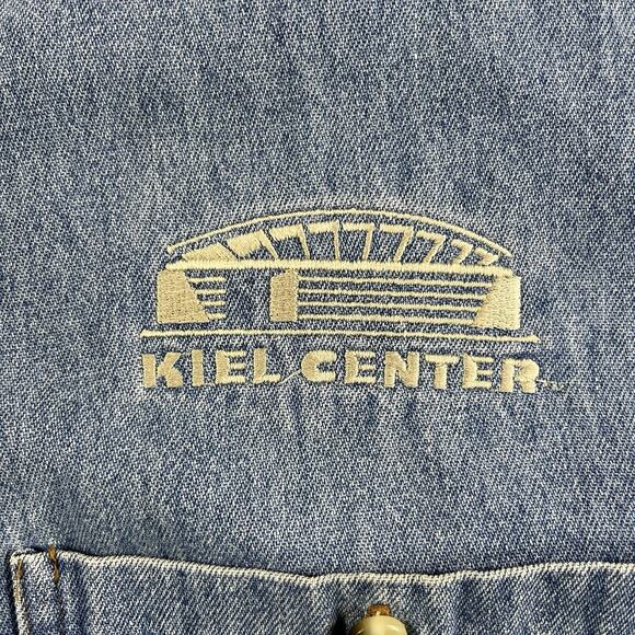 VINTAGE KIEL CENTER ST LOUIS BLUES DENIM SHIRT MENS 2XL BUTTON UP Y2K COTTON - Picture 2 of 11